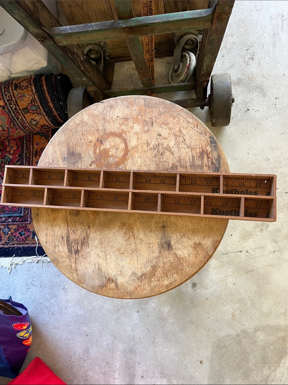 Vintage Trinket Shelf Made of Old Rulers 18”
